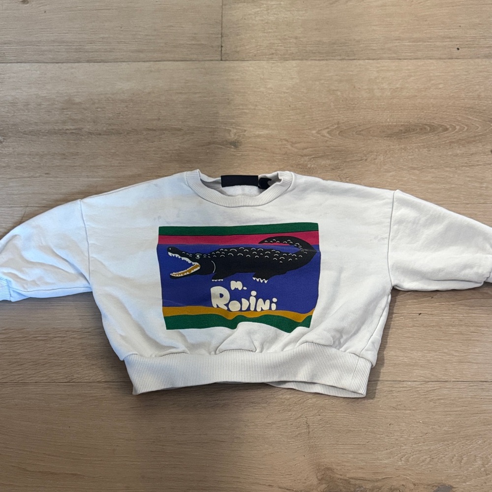 Mini Rodini White Sweatshirt with Colorful Graphic